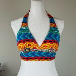 Anne Cole Geometric  Signature Halter Bikini Top - Size Medium - no pads